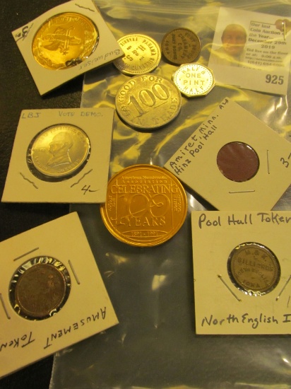 (10) Old Good For Tokens and Medals. Including a scarce North English, Iowa token.