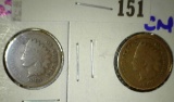 1863-CN and 1865 Indian head cents