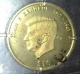 2000 Liberia ten dollar gold coin with John F Kennedy on the front