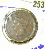 1852 Large cent with rotated reverse