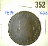 Spanish 8 Marevedis bronze coin dated 1818- catalog number 486.1