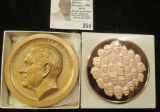 1976 medal with the busts of the first 38 presidents and a solid bronze high relief medal of Lyndon