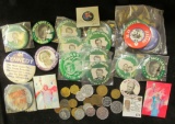 (22) Mostly political Pin-backs & a group of (25) Medals and Tokens.