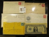 (5) different Postal covers dating back to 1874 & Series 1928B One Dollar 