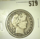 1913 P Barber Half Dollar,