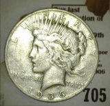 1935 S U.S. Silver Peace Dollar, A scarcer date.