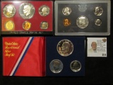 1970 S & 74 S U.S. Proof Sets in original hard plastic cases & 1776-1976 S Three-Piece Silver Proof