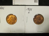 1935 & 1935 S Lincoln Cents. BU.