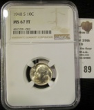 1948 S Roosevelt Dime NGC Slabbed MS 67 FT