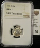 1950 D Roosevelt Dime NGC Slabbed MS 66 FT