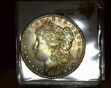 1887 P Morgan Silver Dollar, lovely toned Brilliant Uncirculated.