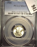 1945 P PCGS slabbed MS65 Mercury Dime.