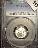 1943 P PCGS slabbed MS65 Mercury Dime.