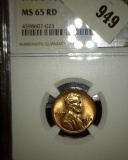 1938 D Lincoln Cent NGC slabbed MS 65 RD