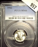 1942 P PCGS slabbed MS66 Mercury Dime.