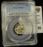 1940 S Mercury Dime PCGS Slabbed MS 66+