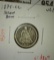 1875-CC Seated Liberty Dime, mint-mark below bow, VG/F (split grade), G value $80, F value $150