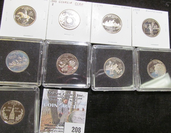 (4) different 1999 S & (5) different 2000 S Proof Statehood Quarters, some in hard plastic cases.