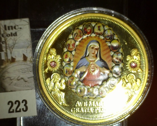 "Cvitas Vaticana Ave Maria", "Ave Maria, Gratia Plena" colorized 24Kt Gold Overlay of the Virgin Mar