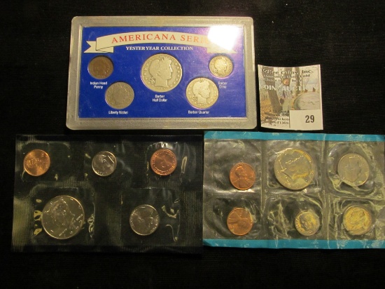 "Americana Series Yesteryear Collection" containing Indian Head Cent,, Liberty Nickel, Barber Dime,