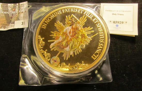 2015 3 7/8" diameter "Holy Trinity" Coin Serial number 03929 of 9999 medals, Obverse: God the Father