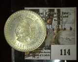1948 Mexico .900 Fine Silver Five Peso Coin, BU.