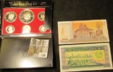 1979 Laos 100 Kip Banknote, CU;  2014 Cambodia 100 Riels, P-65, UNC; & 1977 S U.S. six-piece Proof S