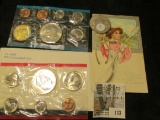 Viva Mexico Medal with Nude Ballerina Photo insert; 1973 U.S. Mint Set with Ike Dollars, original as