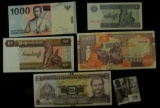 1000 Rupiah Bank Of Indonesia Note, CU; One & Fifty Kyat Myanmar Banknotes, CU; Two Lempiras Hondura