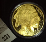 24kt Gold Overlay Copy of the Buffalo $50 Gold Piece in original box of issue.