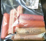 (7) Solid Date Rolls of Old Wheat Cents, includes: 1943P, 47D, 48D, 49, 50D, 55D, & 56D. All circula