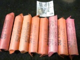 (8) Solid Date Rolls of Old Wheat Cents, includes: 1950D, 50S, 51D, 51S, 52S, 53D, 55, & 56D. All ci