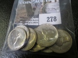 1942 P, S, 43 P, S, 44 P, 45 P, D, & S Silver World War II Jefferson Nickels.