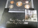 1996 S U.S. Silver Five-piece Proof Set. Original as issued.