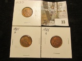 1935 P, D, & S Lincoln Cents, all Brilliant Uncirculated.