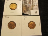 1936 P, D, & S Lincoln Cents, all Brilliant Uncirculated.