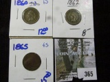 1860-CN, 1862, And 1865 Indian Head Cents