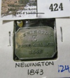 Scottish Communion Token Dated 1843 Newington Free Church