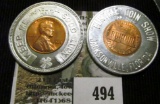 (2) Encased Cents From The 1964 Funtime Coin Show In Jacksonville, Florida
