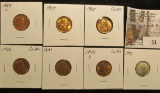 1935 S, 37 P, 38 P, 40P, 41 P, 42 D, & 43 P Lincoln Cents, all Brilliant Uncirculated.