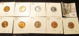 1935 S, 37 P, 43 P, D, 45 P, D, 46 P, S, & 47 P Lincoln Cents, all Brilliant Uncirculated.