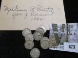 Autographed Card from the Governor of Vermont 1946 & a group of 10 World War II Silver Three Pence C