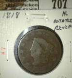 1818 Large Cent, AG rotated reverse, G value $30