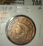 1820 Large Cent, VG, Large Date, VG value $30