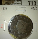 1831 Large Cent, AG/G, G value $20