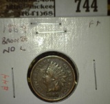 1864 Bronze No L IHC, F+ (VF), F value $25, VF value $45