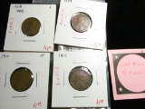 Group of 4 Lincoln Cents, 1909 VDB F, 1909 F, 1910 VF & 1911 F, group value $25+