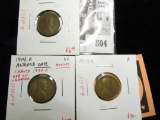 Group of 3 Lincoln Cents, 1914 VF, 1914-D FAKE ALTERED DATE NOVELTY ONLY & 1914-S F, group value $36