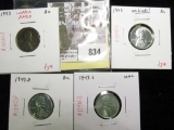 Group of 4 Lincoln Cents, 1943 copper plated (NOVELTY), 1943 BU original, 1943-D BU, 1943-S UNC, gro