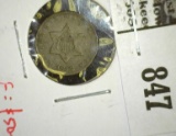 1852 3 Cent Silver, F/VF, F value $50, VF value $70